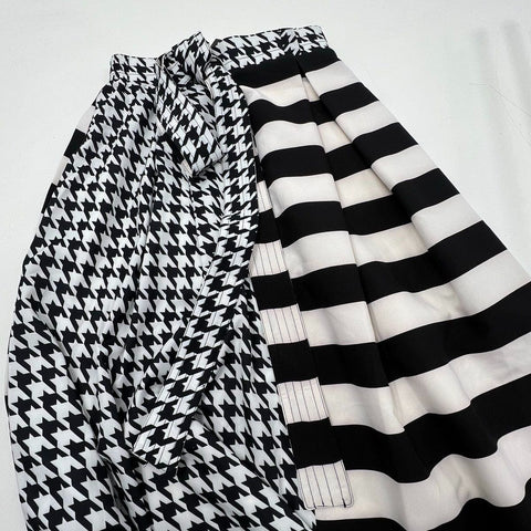 TOV Women's Black White Houndstooth Stripe Split Maxi Skirt Size S NWT