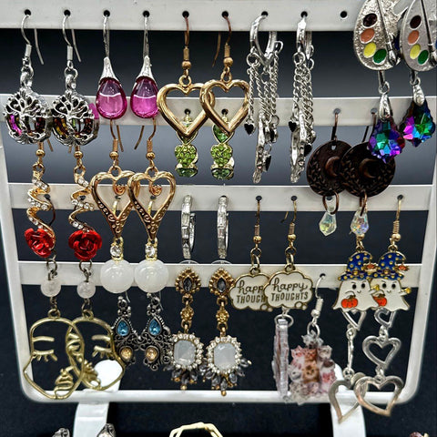Whimsical & Novelty Fashion Earrings Lot 30+ Pairs Gummy Bear Snake Boho Dangles