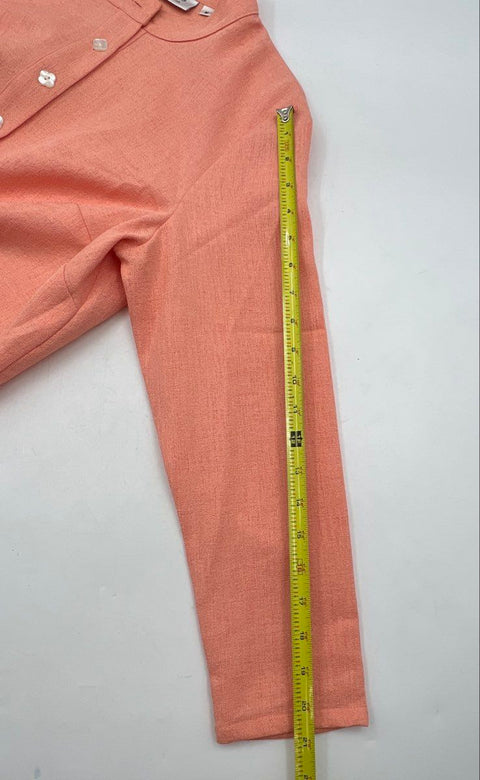 Mary G. Palm Beach Women's Peach Textured Henley Tunic Top Flower Buttons Sz M