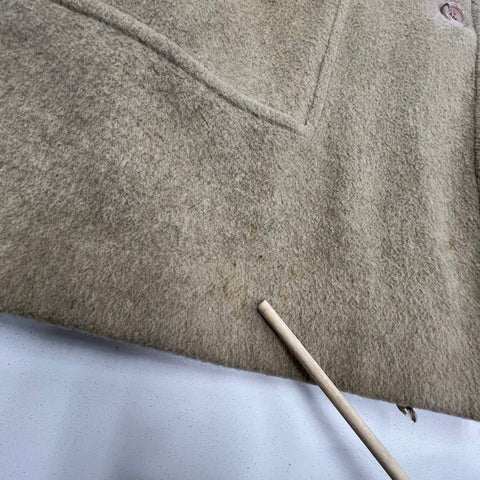 Vintage 70s Wool Blend Tan Car Coat Fully Lined Jacket Sz M