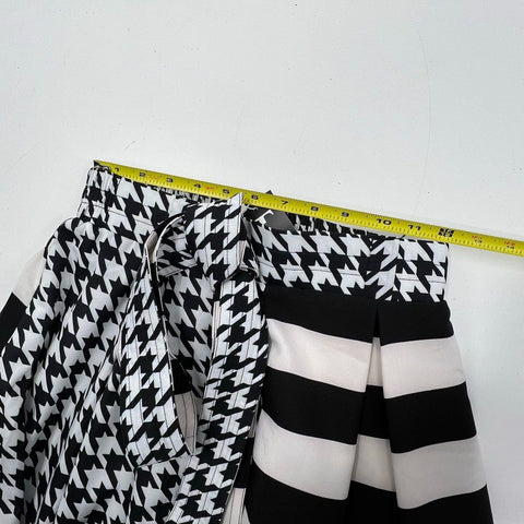 TOV Women's Black White Houndstooth Stripe Split Maxi Skirt Size S NWT