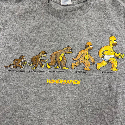 Vintage 2000 The Simpsons Homersapien Evolution Graphic T-Shirt Sz XL