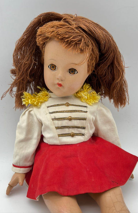 Vintage Effanbee 18 Inch Majorette Doll Red White Composition