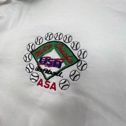 Vintage 90s Lot of 2 USA Softball ASA Polo Shirt Hartwell Made in USA Sz XL