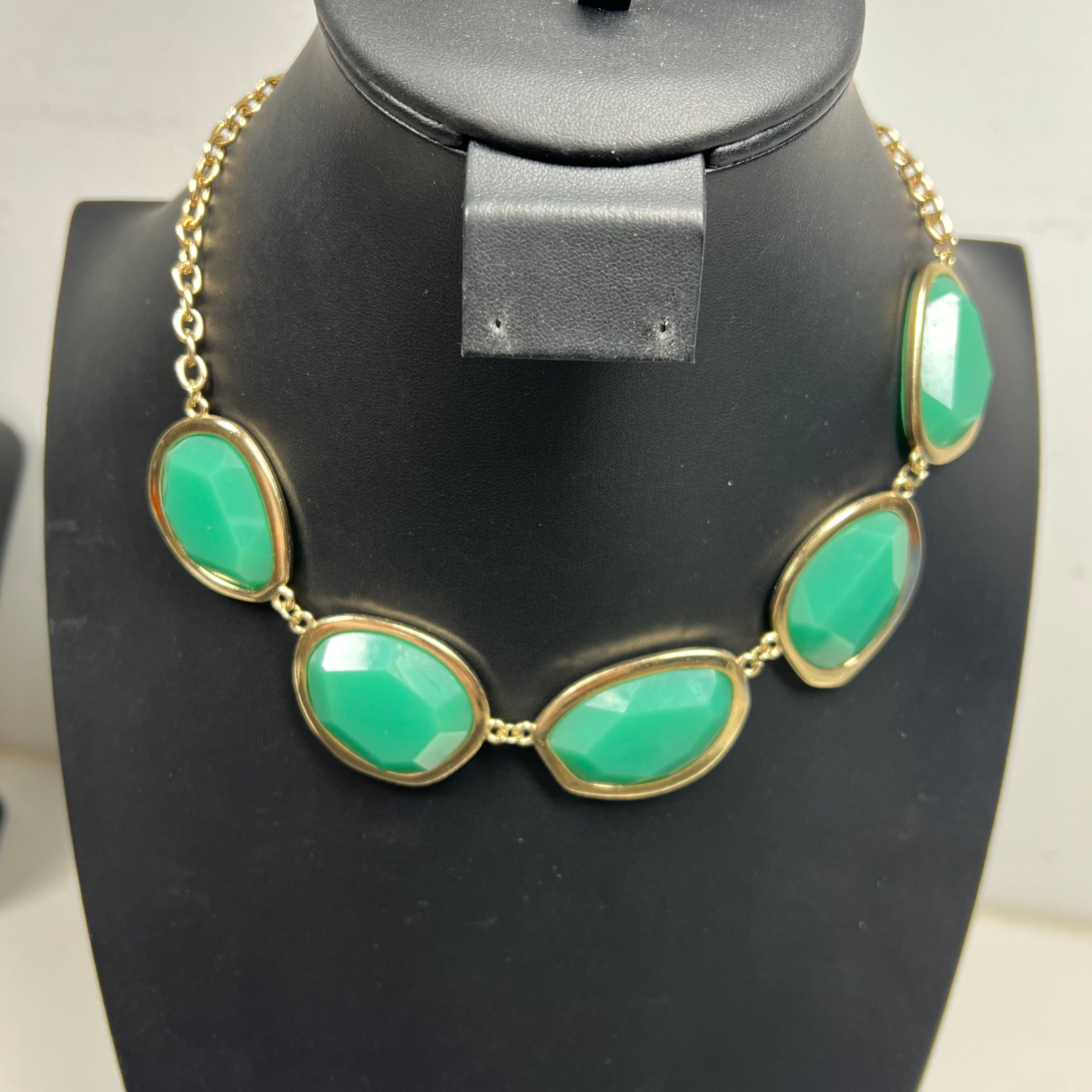 Lot of 3 Y2K Statement Blue Green Gems Necklaces