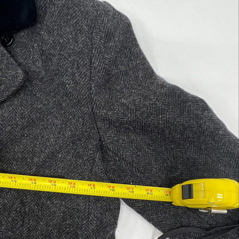 Vintage 80s Karen Petites Dbl Breasted Wool Herringbone Coat Made USA