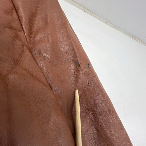 Avec Les Filles Womens Brown Faux Leather Double Breasted Trench Coat Size L