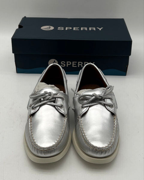 Sperry Authentic Original 2-Eye Metallic Silver Women's Boat Shoes Size 7.5 DS
