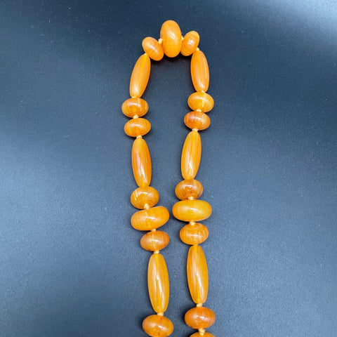 Vintage Chunky Lucite Bead Necklace Butterscotch Amber Tone Graduated 36"
