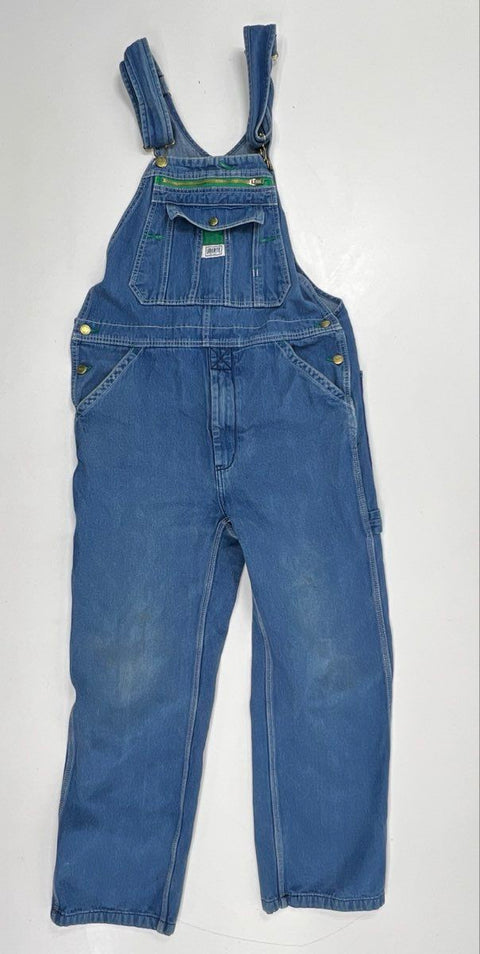 Liberty Denim Bib Overalls Carpenter Triple Stitch Blue Workwear Sz 32x30