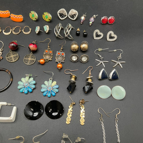 Mixed Costume Fashion Earrings Jewelry Lot 60 Pairs Vintage to Modern Styles
