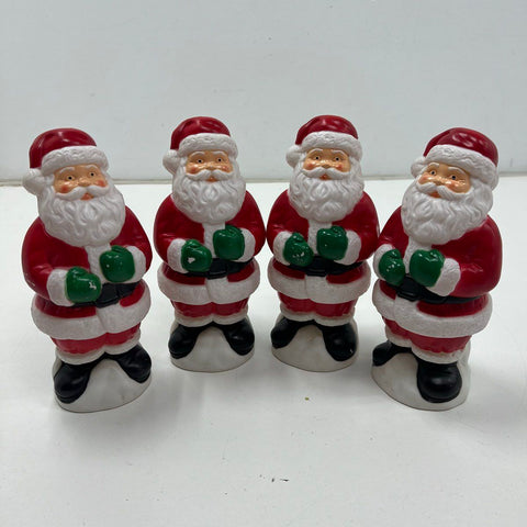 Vintage Blow Mold Santa Claus Figures Set of 4 Christmas Decoration 7.5"