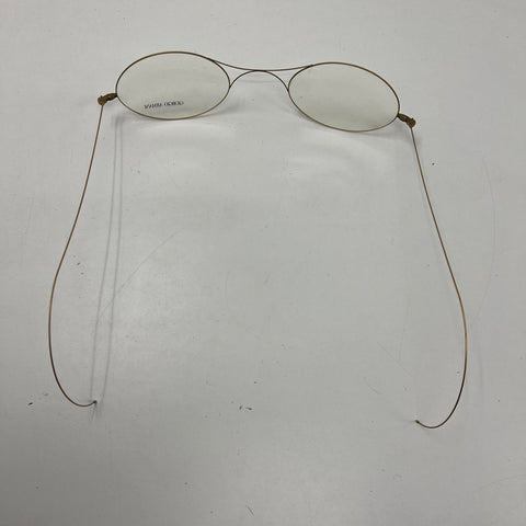 Vintage Giorgio Armani Gold Tone Wire Frame Round Pince Nez Style Display