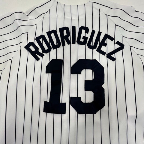 Majestic Mens NY Yankees Rodriguez #13 Pinstripe Baseball Jersey Sz 19" Pit