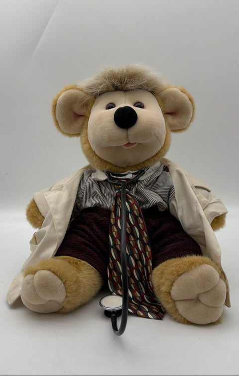 Linda Novick Doctor Bear Plush Toy 16 Inch With Stethoscope Lab Coat Vintage