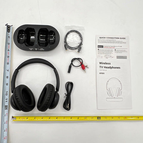 M98A Wireless TV Headphones Over-Ear System Charging Dock Not Tested