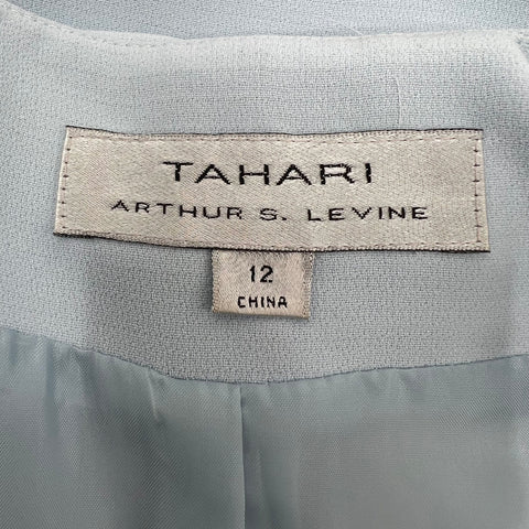 Tahari Arthur S. Levine Light Blue Pearl Beaded Skirt Suit Set Women's Size 12
