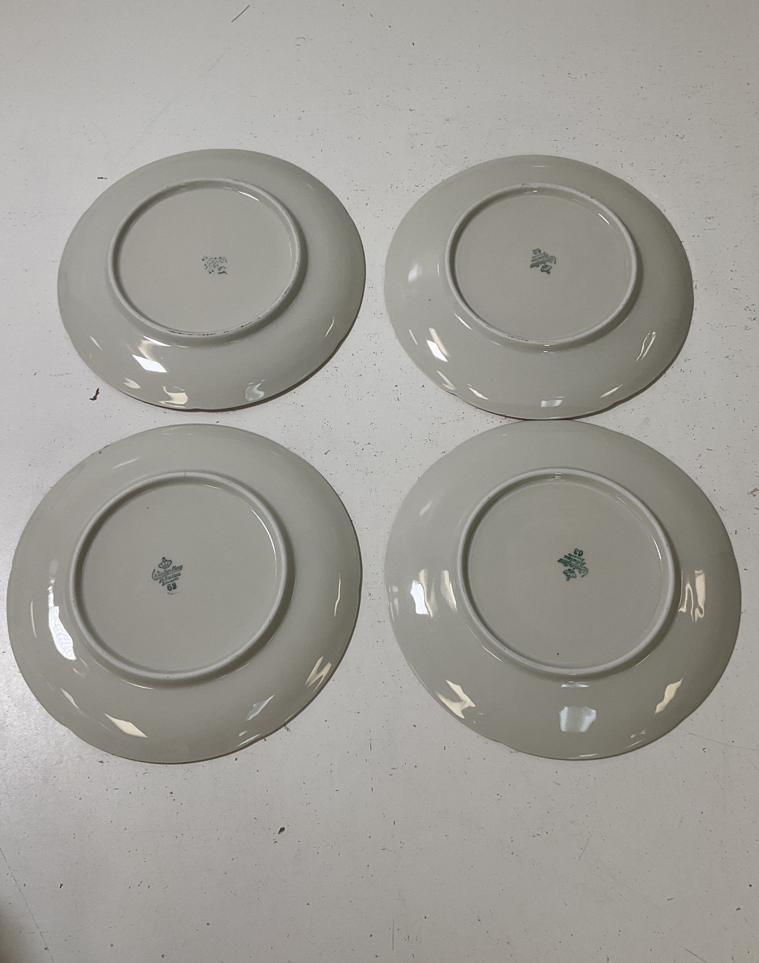 Vintage Winterling Roslau Bavaria Lot 8 Plates Pink Rose Gold Trim Scalloped 8"