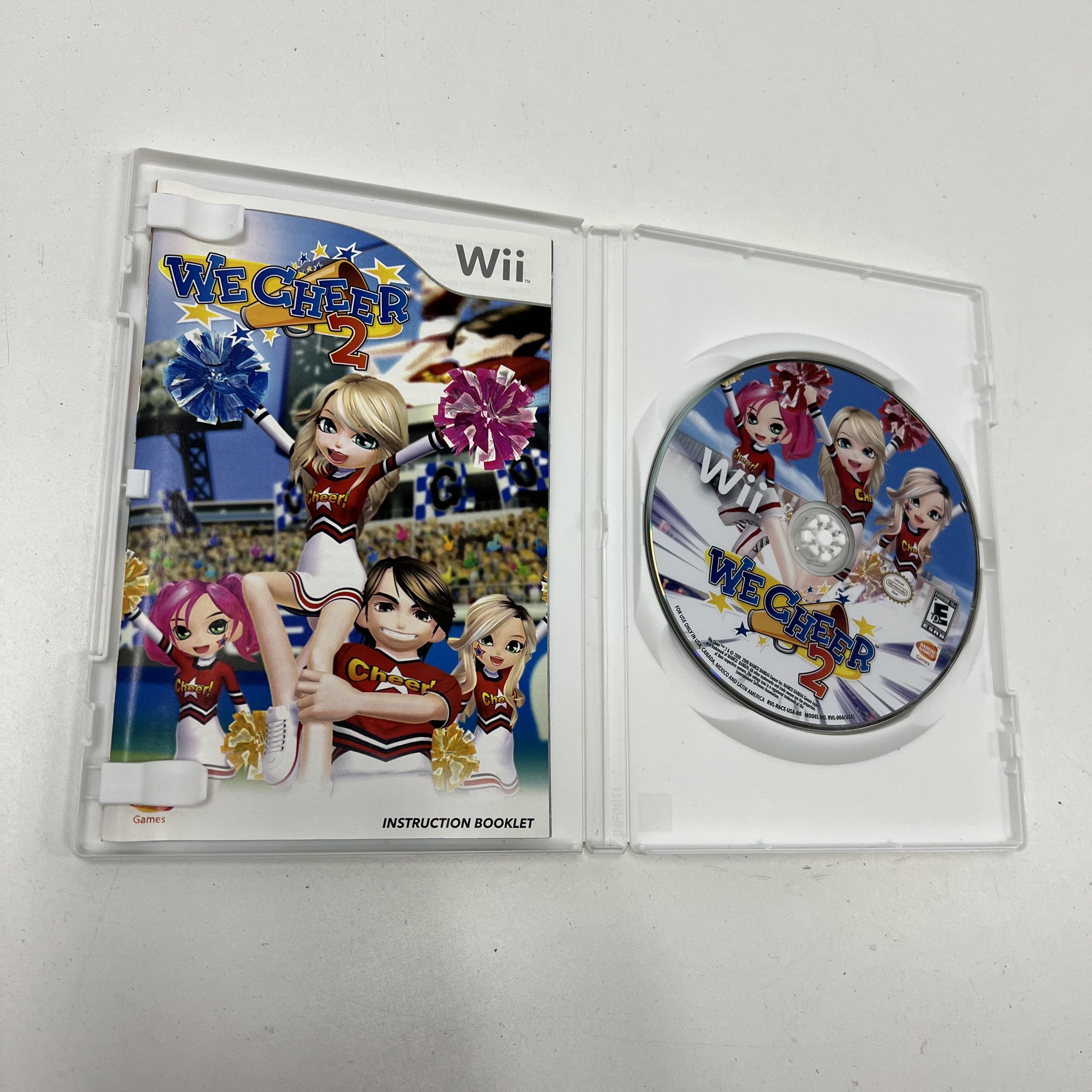 Nintendo Wii We Cheer 2 Game & 2 Pom Pom Accessories Bundle Complete CIB