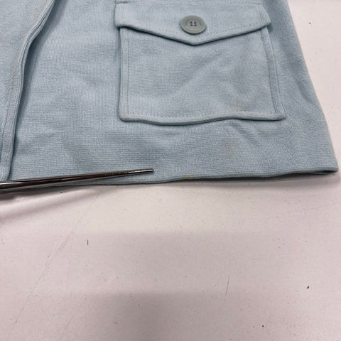 Amina Rubinacci Women's Light Blue Cotton Linen Knit Blazer Jacket Sz 44