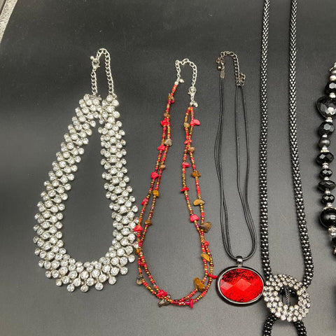 Fashion Costume Necklace Lot of 8 Statement Bib Beaded Cross Tassel Rhinestone