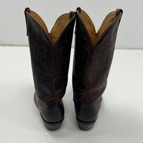 Justin 68521 Brown Leather Western Cowboy Boots Vibram Sole USA Made Size 11 EW