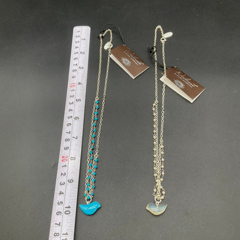 Alise Sheehan Demdaco Wishnest Bird Necklace Lot 2 Faux Pearl Turquoise NWT