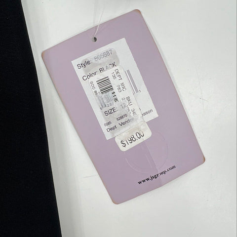 JS Collections Women's Sheath Dress Black Illusion Neck 3/4 Sleeve NWT Sz 12