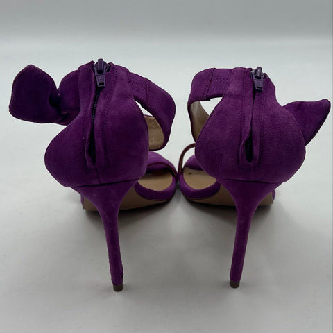 Banana Republic Purple Suede Bow Ankle Strap Stiletto Heels Size 9