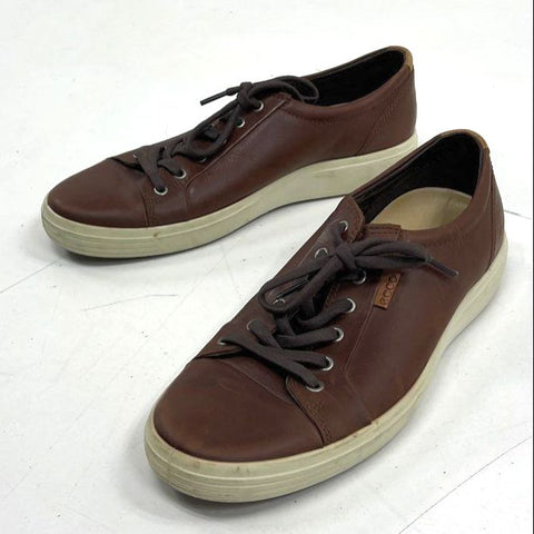 Ecco Soft Classic Brown Leather Low Top Casual Sneakers Men's Size EU 44