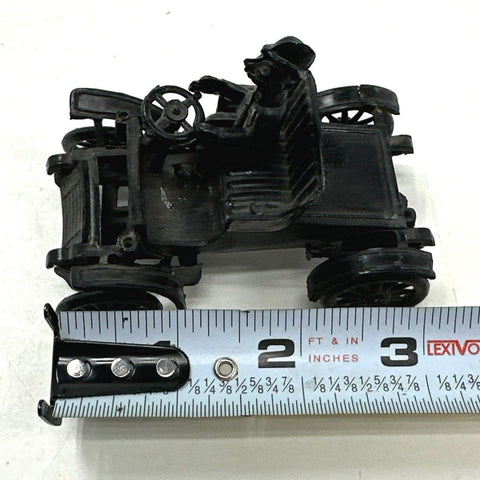 Vintage Cast Iron Toy Car Black Early Automobile with Driver 3 Inch Loose
