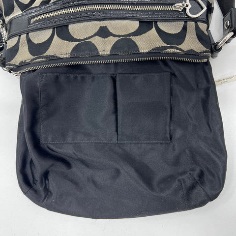 Coach Black Signature Canvas Poppy Crossbody Bag Heart Charm F22945