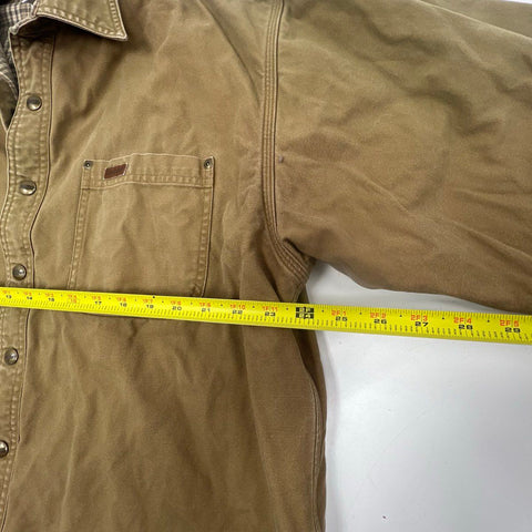 Vintage Y2K Carhartt S96 Brown Flannel Lined Shirt Jacket Men's L Tall