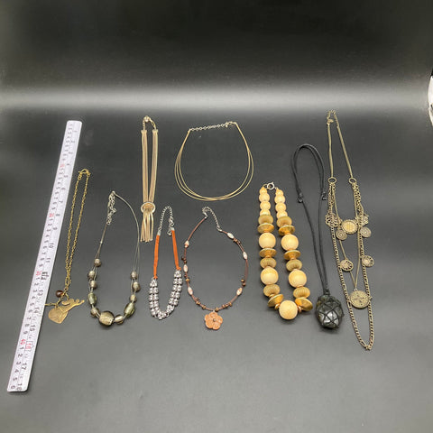Fashion Costume Jewelry Lot of 9 Necklaces Statement Boho Rhinestone Beaded