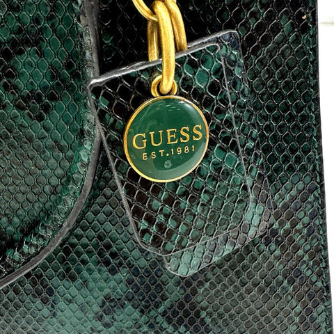 Guess Handbag Lot Green Snakeskin Satchel & Pink Quilted Tote Bag Lot of 2