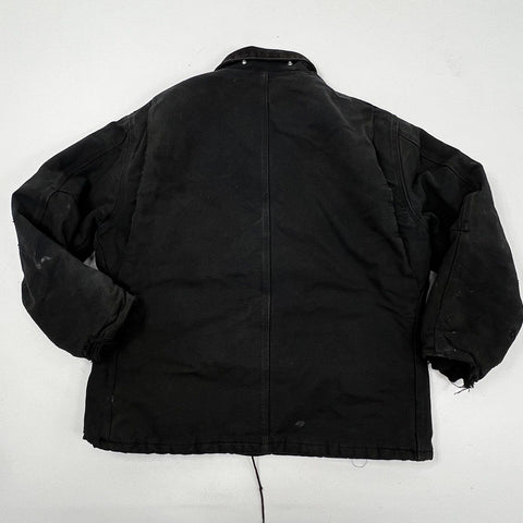Carhartt C03 Black Arctic Traditional Coat Quilt Lined Distressed Jacket Sz 48