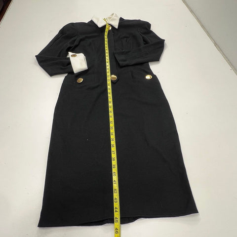 R.B. Design Group Women's Vintage 90s Black Wool Gold Button Sheath Dress Sz 6