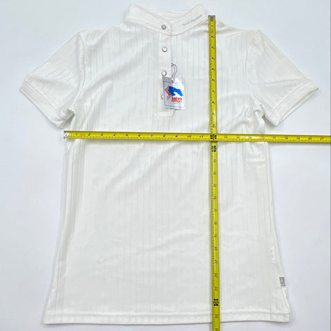 Sarm Hippique Aleria Women's White Ribbed Equestrian Show Shirt Italy Sz L NWT