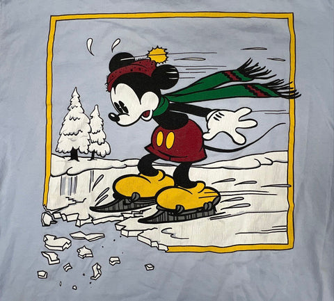 Vintage 90s Mickey Mouse Ice Skating Graphic T-Shirt Single Stitch Sz XL
