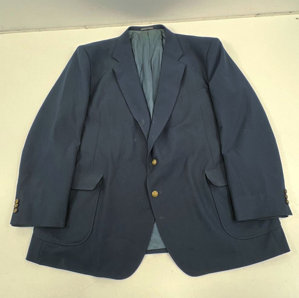 Lot of 2 Vintage 80s Navy & Gray Herringbone Tweed Blazer Sport Coat Men's 54L