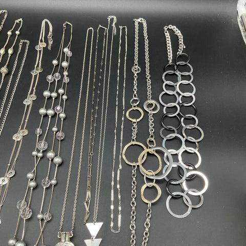 Vintage to Modern Silver Tone Fashion Necklace Jewelry Lot 13pc Butterfly Bib
