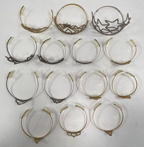 Lot of 14 Rhinestone Tiara Headband Crowns Pageant Costume Jewelry Star Heart