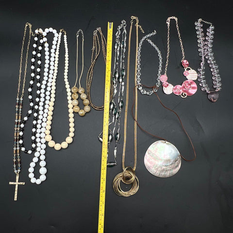 Vintage to Modern Costume Jewelry Necklace Lot 1.5 Lbs Beaded Pendants Statement