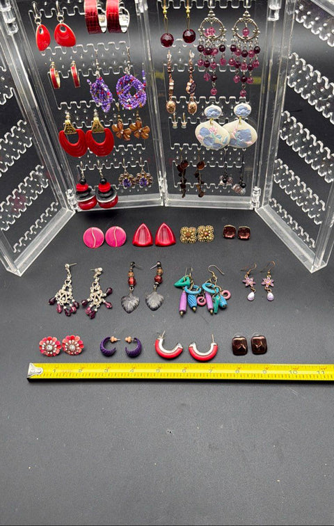 Vintage to Modern Costume Jewelry Earrings Lot 1.5 Lbs Dangles Studs with Stand