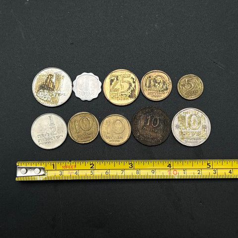 Coin Lot 10 Pieces Mixed Currency Lirot Agorot Sheqalim Prutah Vintage