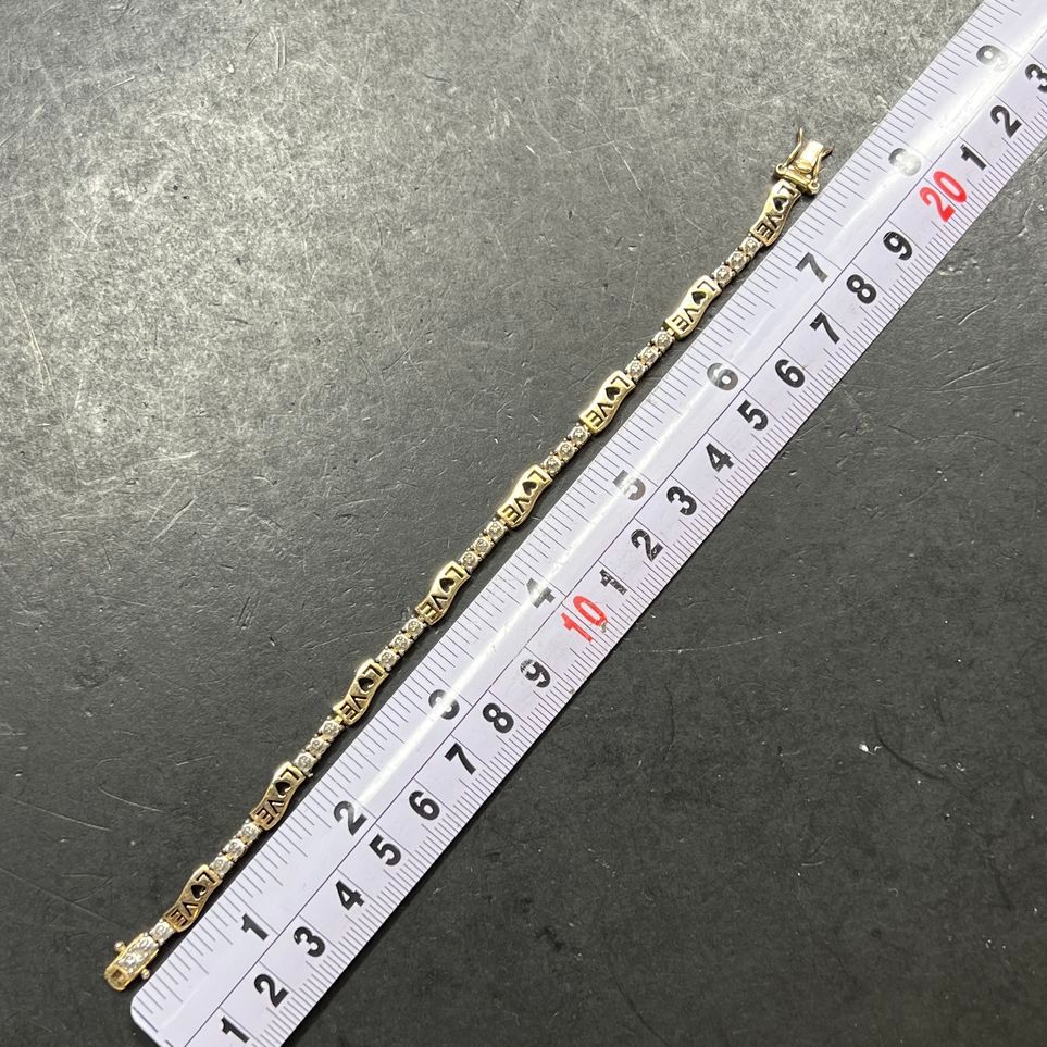 Ross Simons Vermeil 925 Sterling Silver Love Diamond Accent Tennis Bracelet