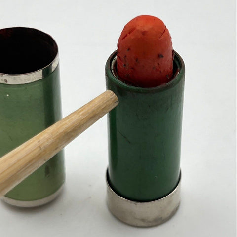 Vintage 50s Tangee Women's Lipstick Tube Case Green Silver Orange Prop Display