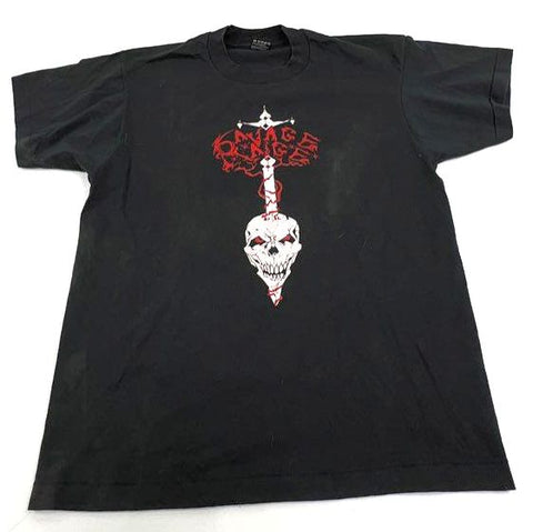 Vintage 90s Savage Rage Skull Sword Metal Biker T-Shirt Single Stitch USA Sz L