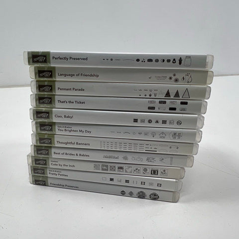 Stampin' Up! 11 Stamp Sets Lot Perfectly Preserved Pennant Parade Ciao Baby