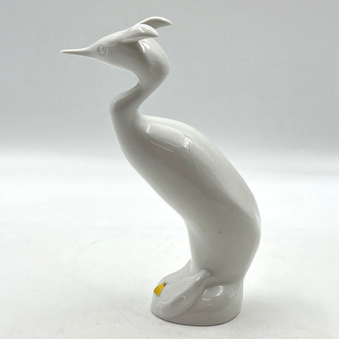 Royal Dux Bohemia Stylized White Porcelain Bird Sculpture 9" Heron Figurine